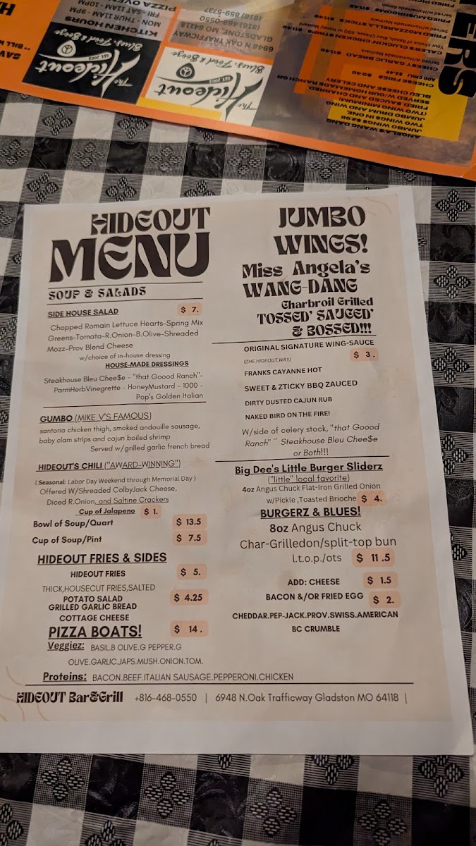 The Hideout Bar & Grill Menu - Image 2