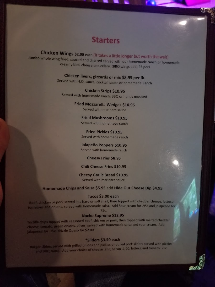 The Hideout Bar & Grill Menu - Image 5