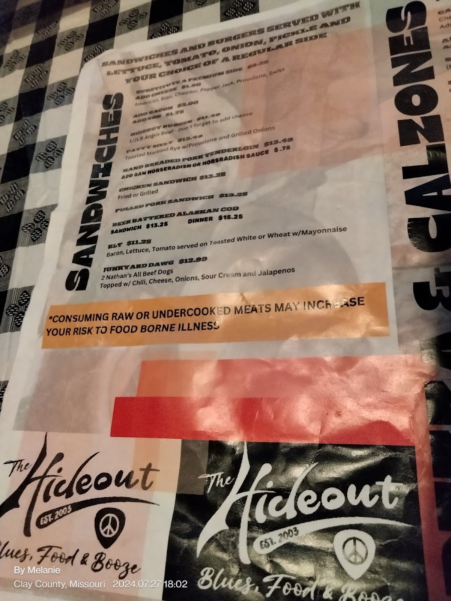 The Hideout Bar & Grill Menu - Image 6
